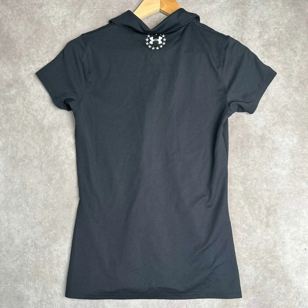 Under Armour Wounded Warrior Project Freedom Polo Shirt Black Womens Small SM
